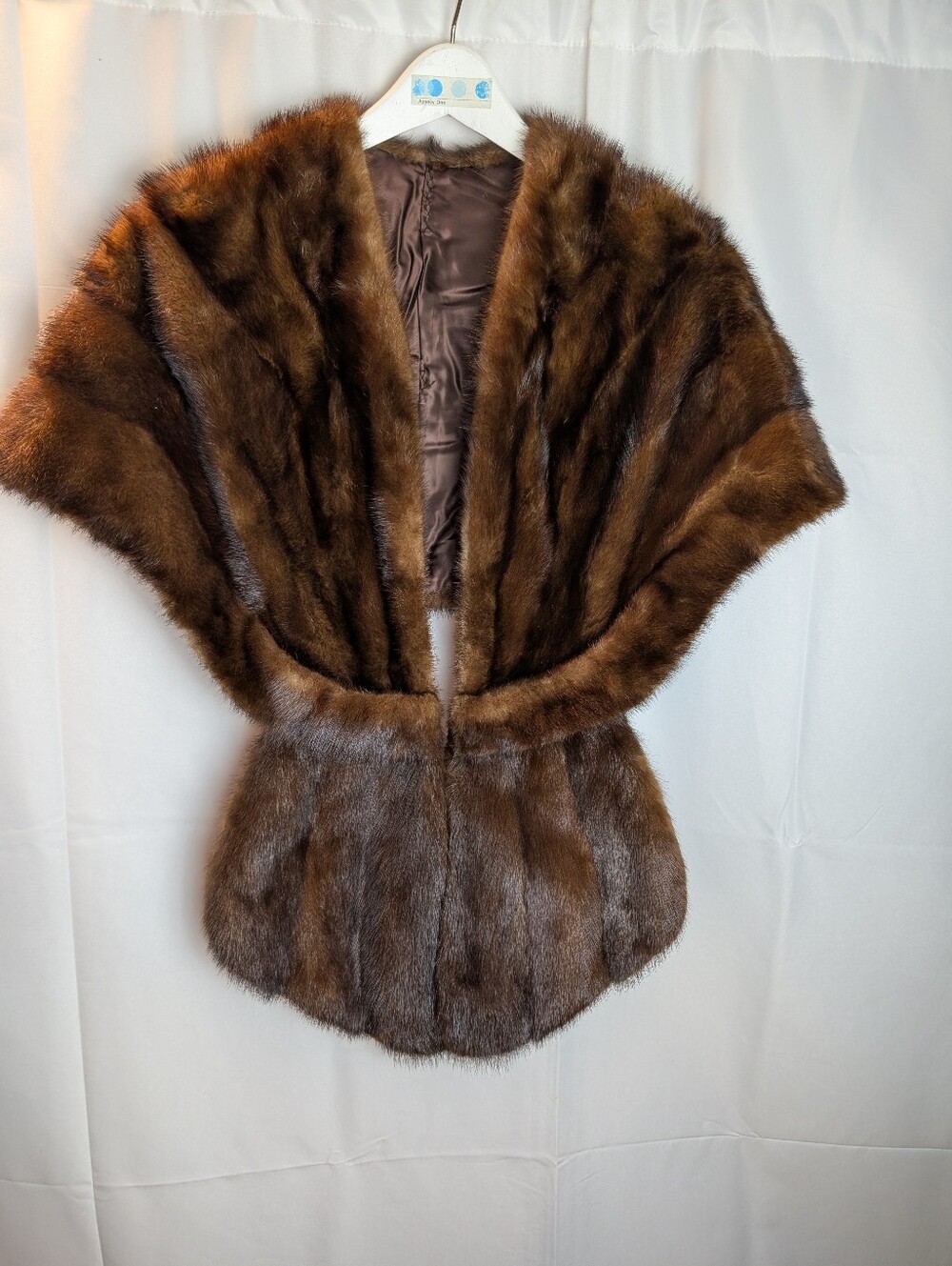 Vintage Genuine Brown Mink Fur Stole Capelet Wrap Mid-Century Old Hollywood Glam